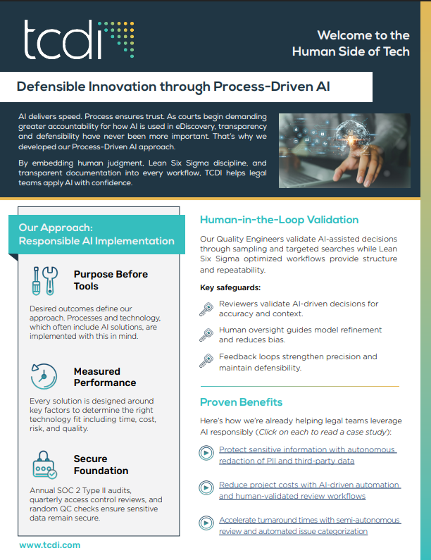 TCDI's Defensible AI Fact Sheet - Click to View